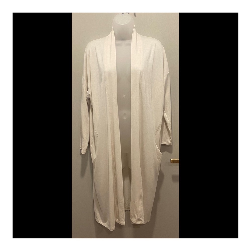 Eileen Fisher cardigan bone off white color S cotton blend jersey